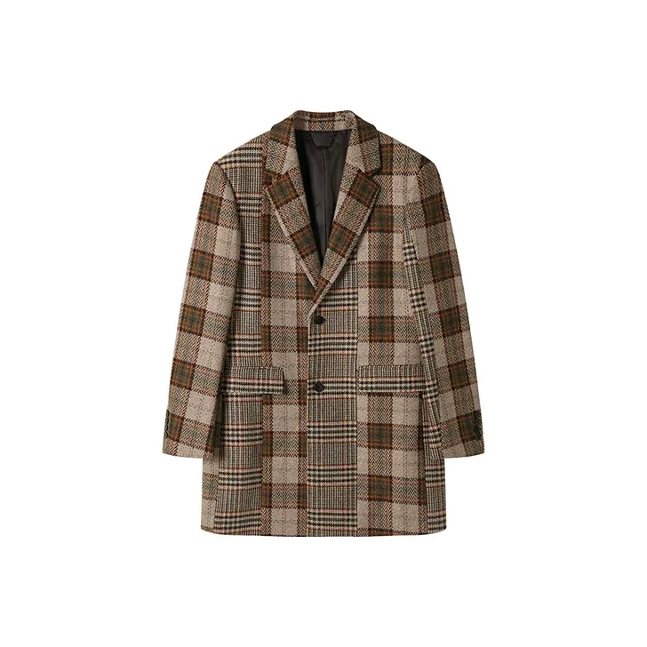 DAVID NAMAN Кофейная клетка Мужское пальто