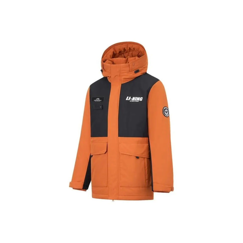 LiNing Sports Life Collection Down Jacket Men's Red Caramel Brown