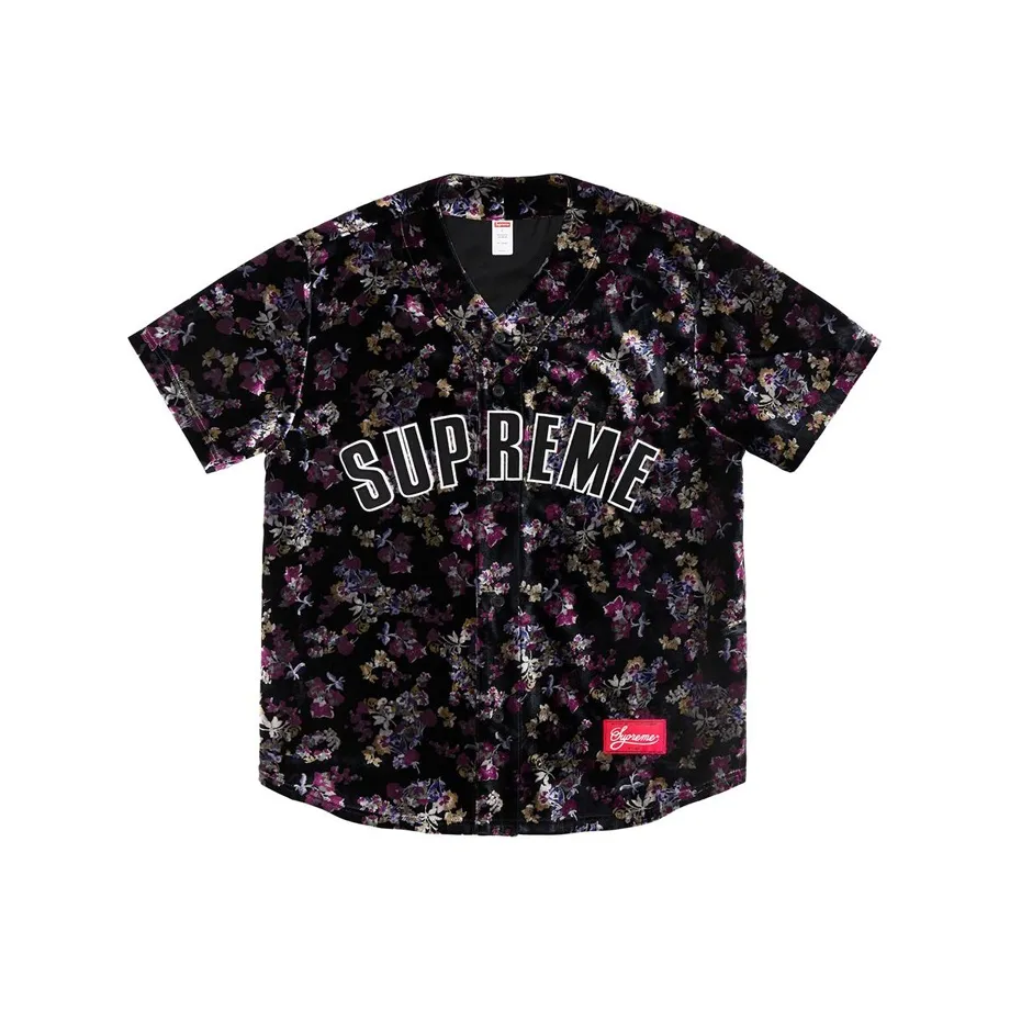 Supreme FW19 Неделя 1 Цветочный Велюр Баскетбольный Джерси Бейсбольная куртка Унисекс
