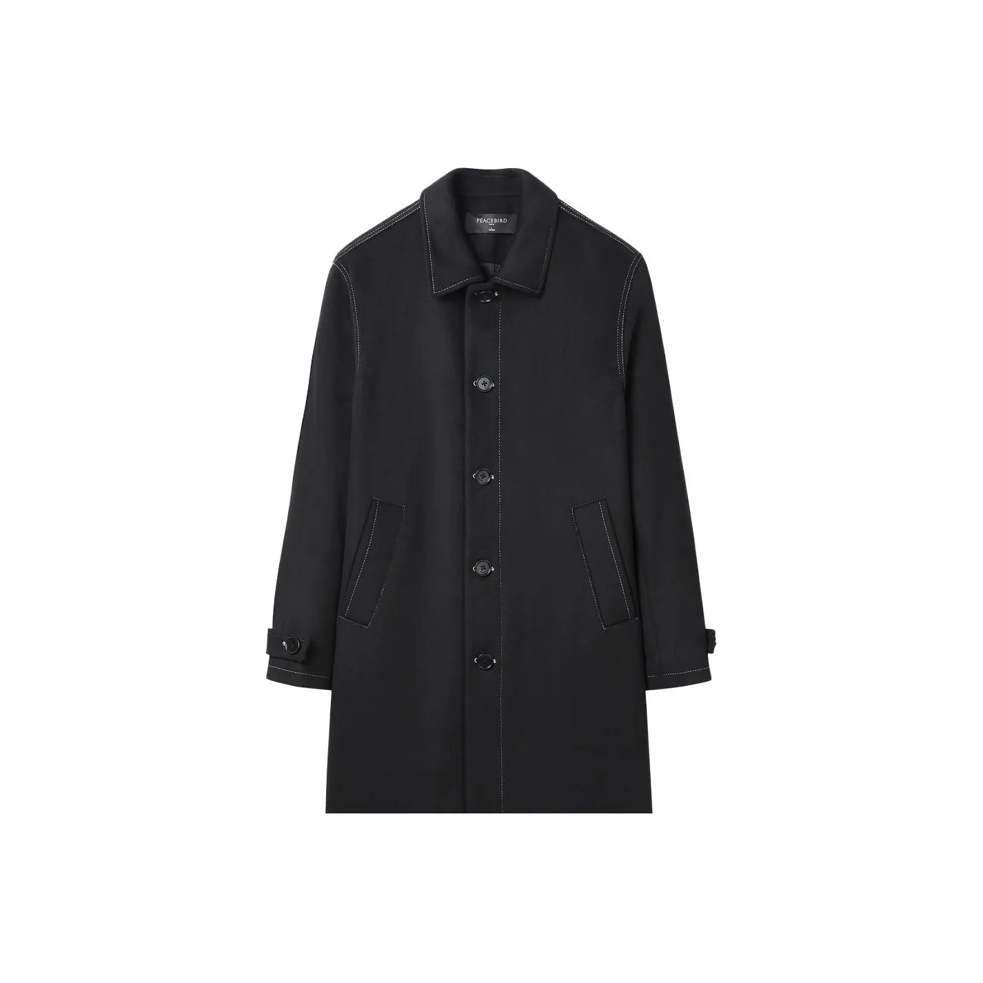 PEACEBIRD MEN Черное мужское пальто