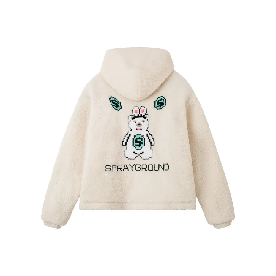 SPRAYGROUND Мультяшный С капюшоном Свободный крой Пуховая куртка Унисекс Молочно-белый