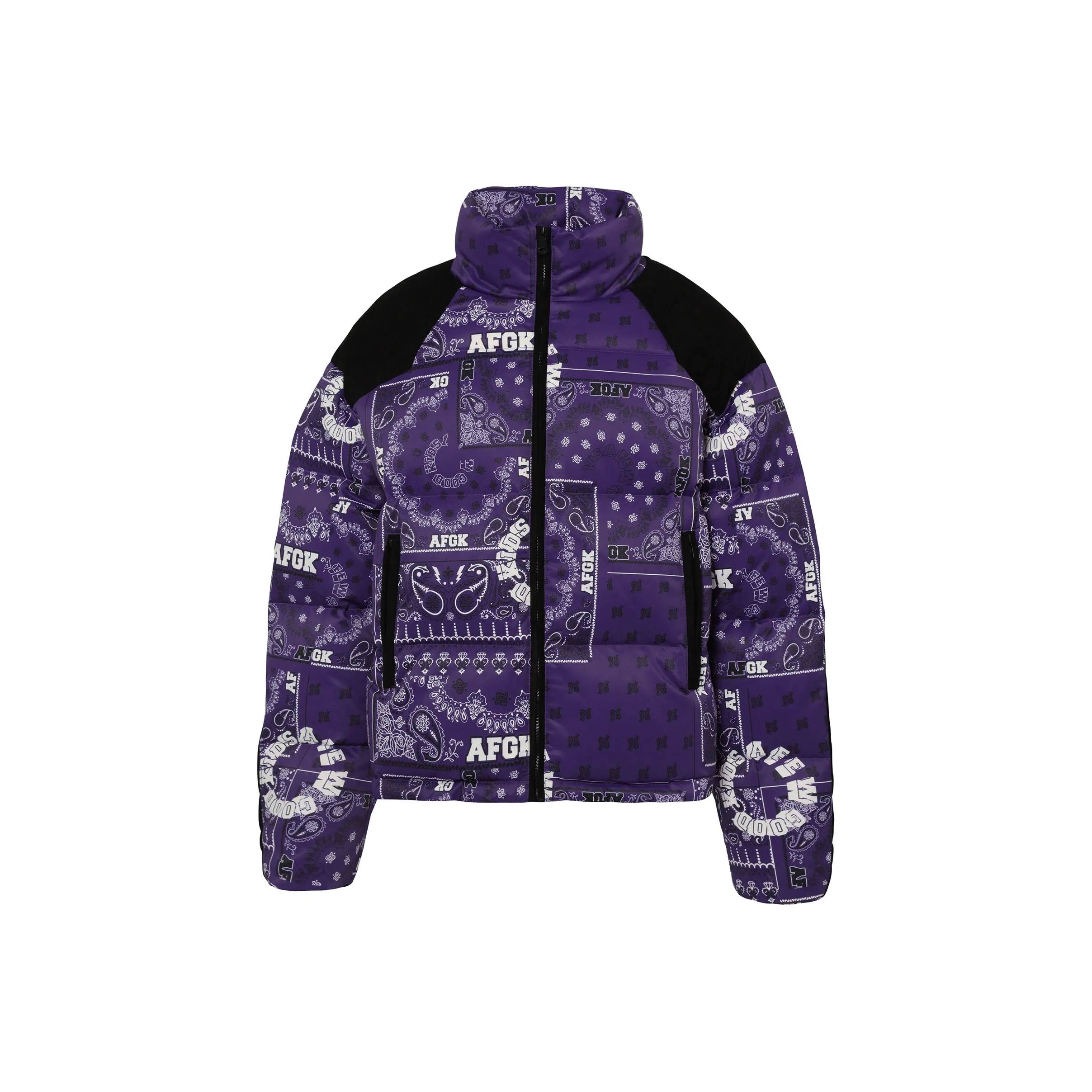 AFGK совместный бренд FW22 Буква Воротник-стойка Без капюшона Свободный крой Пуховая куртка Унисекс