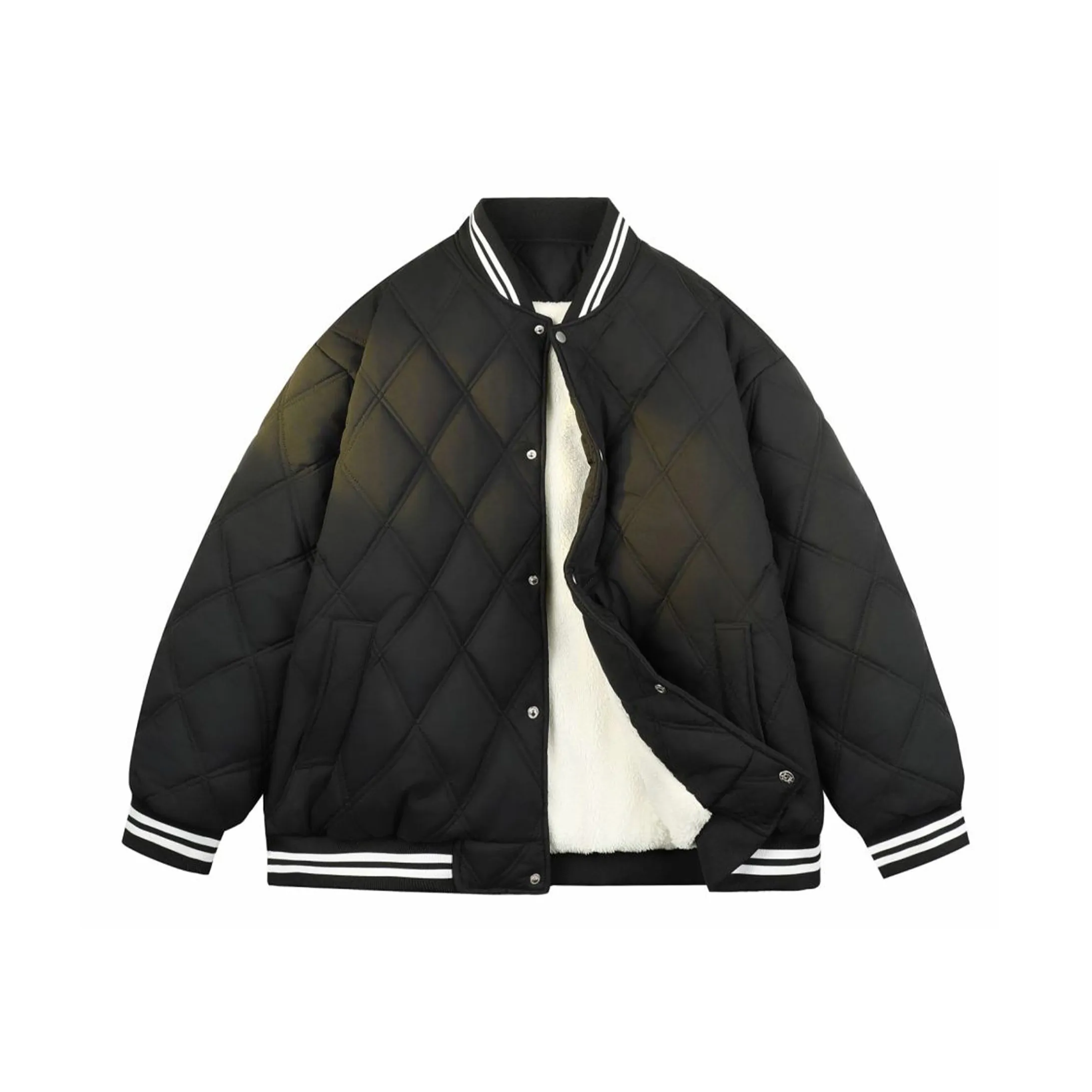 HIKZ Черный флис с подкладкой унисекс объемные куртки (пуховики)