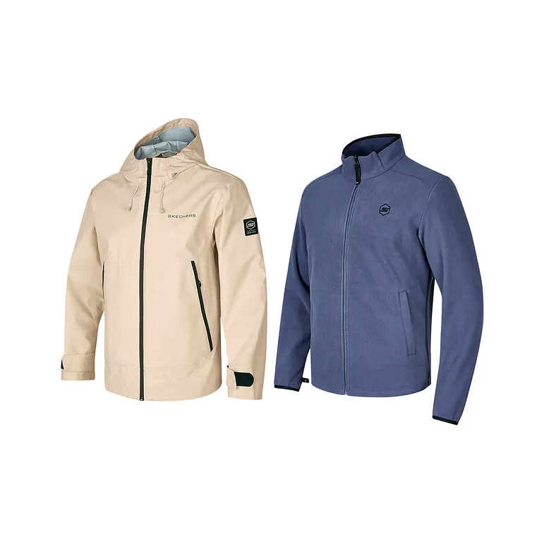 Skechers Water-Resistant Windproof Wear-Resistant Warm Water-Repellent Windbreaker Jacket Men's Smoke Gray