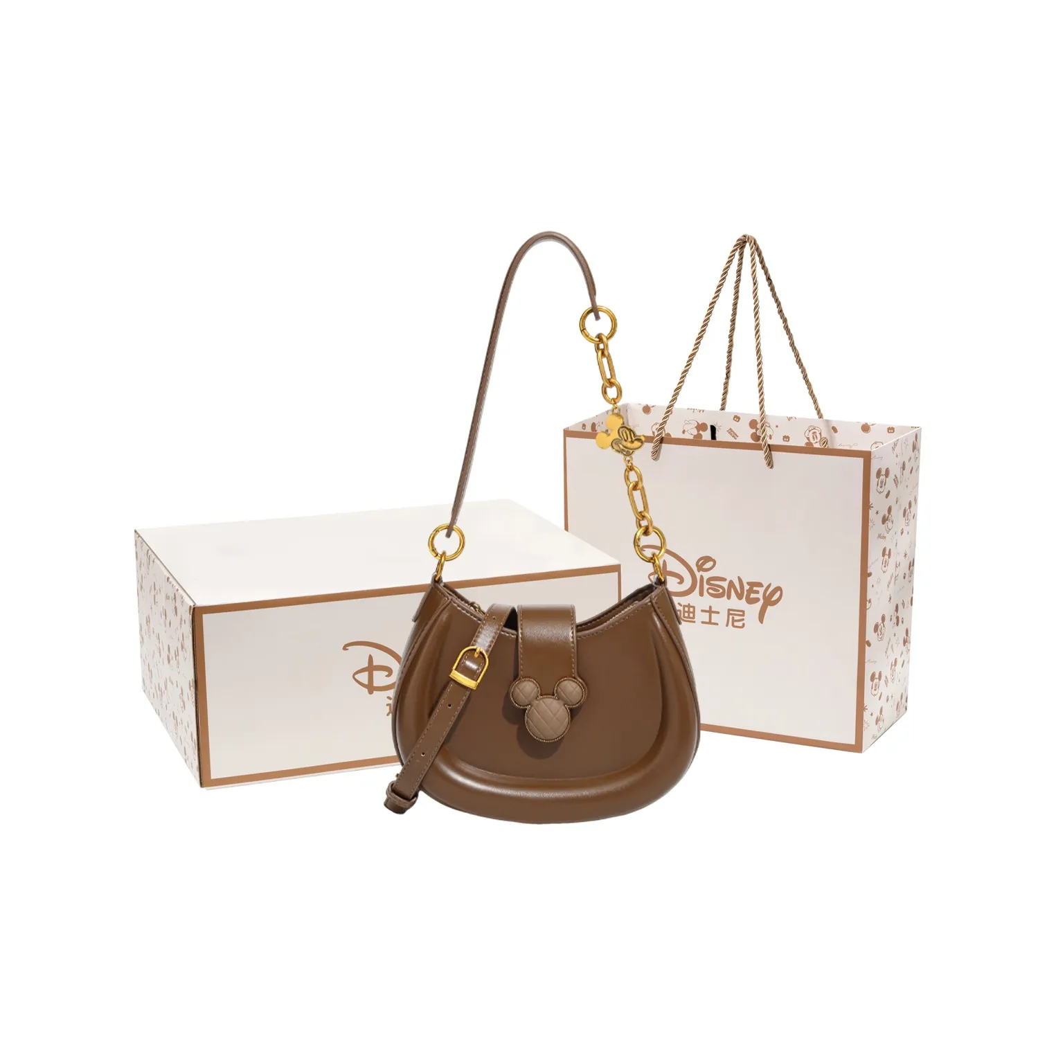 Disney Mickey Series ПУ (полиуретан) Сумка через плечо Сумка на плечо Маленькая Женская Коричневая