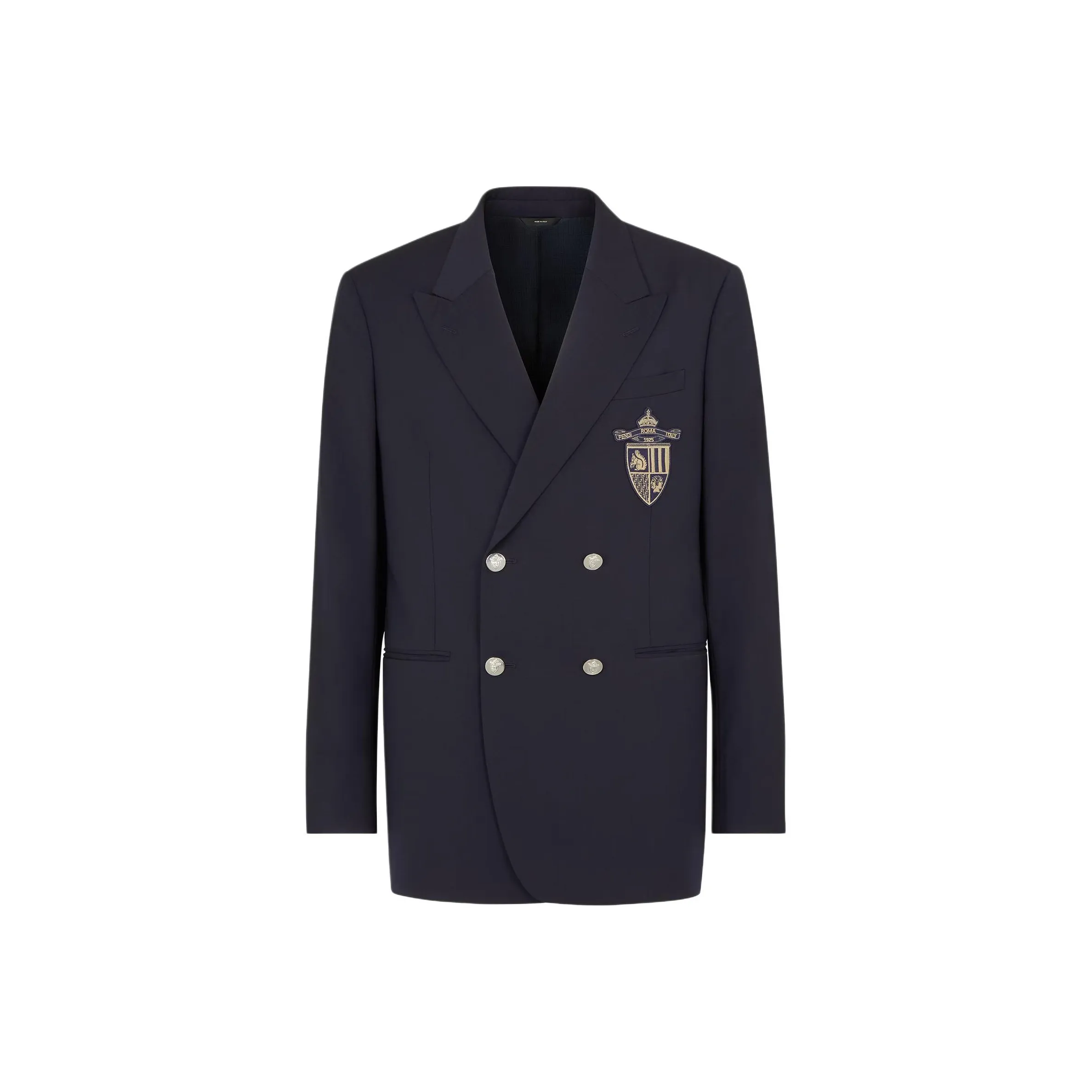 FENDI Double Breasted Crest Embroidered Jacket