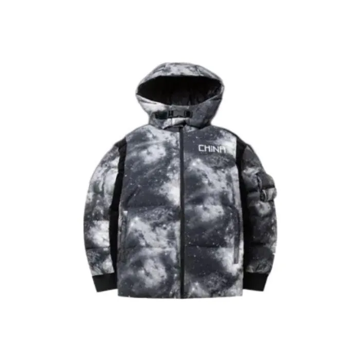 ANTA Down Jacket Men Black White ANTA Пуховик Мужской Черный Белый