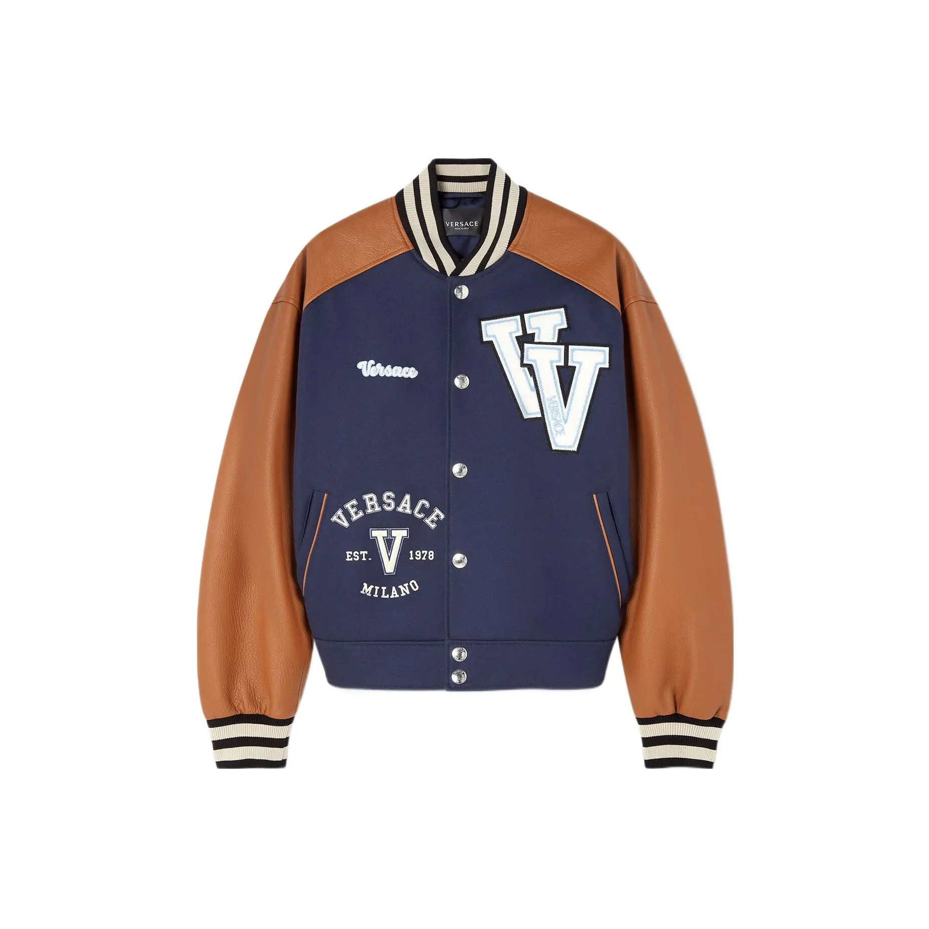 VERSACE SS23 Baseball Jacket Men's Brown