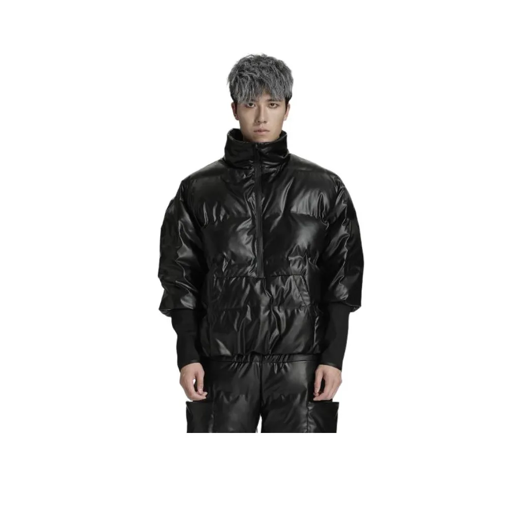 NORVINCY Winter Cropped Cycling Stand Collar Pullover Puffer Jacket Unisex