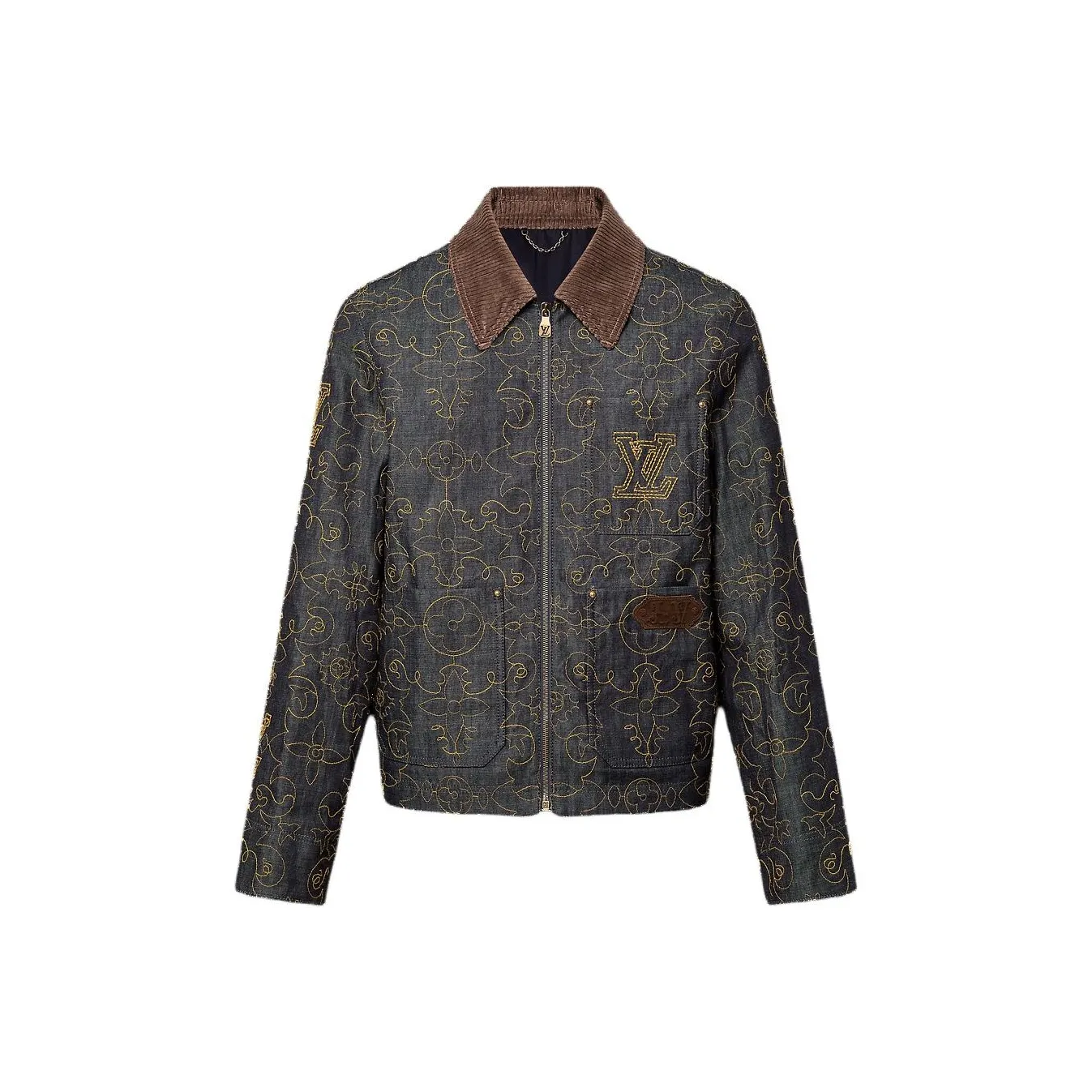 Lv Embroidered Denim Workwear Jacket