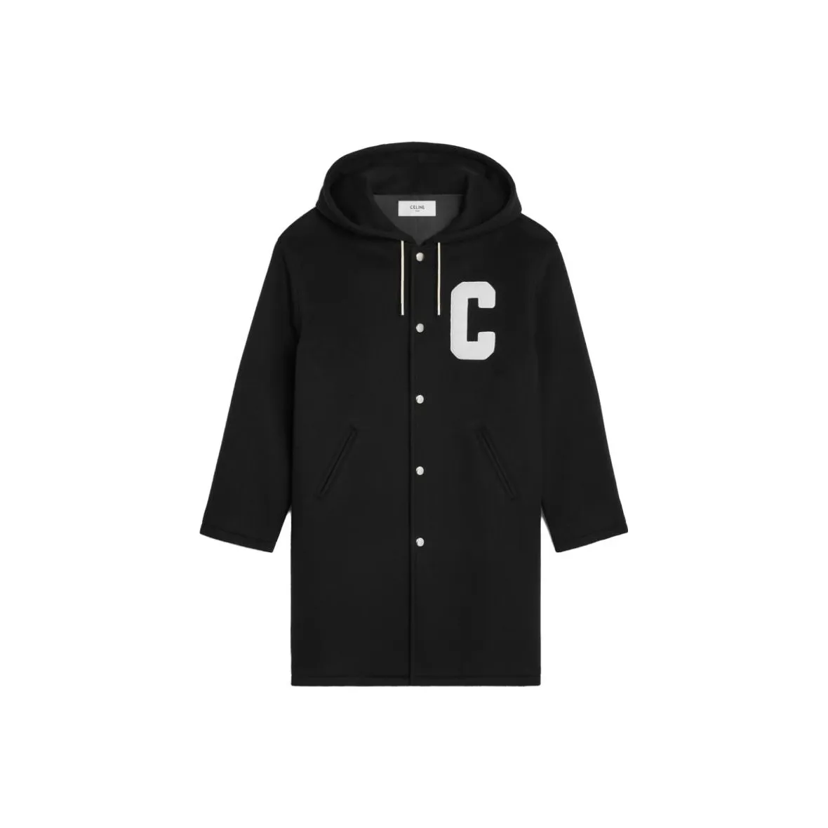CELINE College Long Parka In Double face Wool