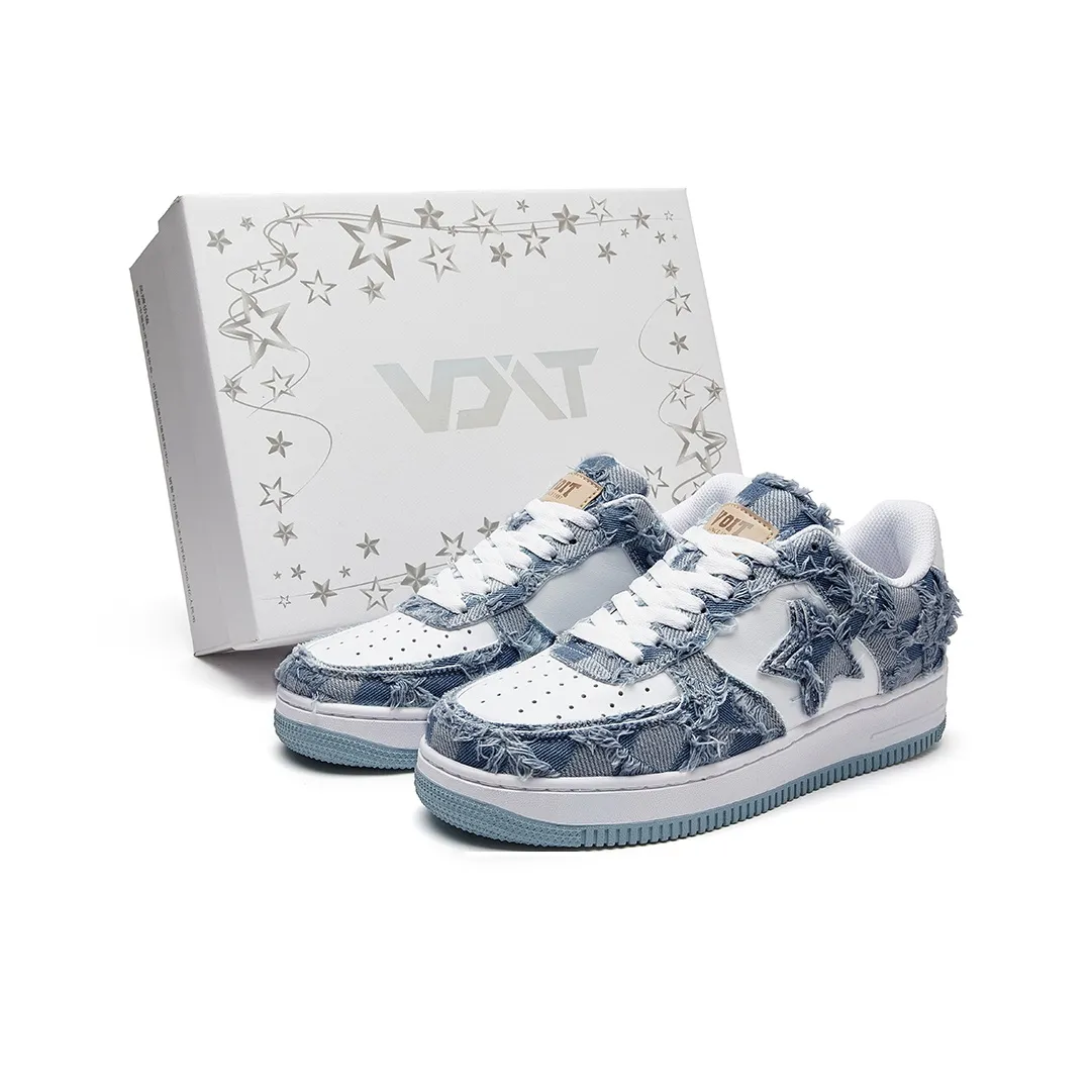 VOIT Противоскользящие и износостойкие визуально увеличивающие рост низкие кроссовки для скейтбординга унисекс темно-синий белый