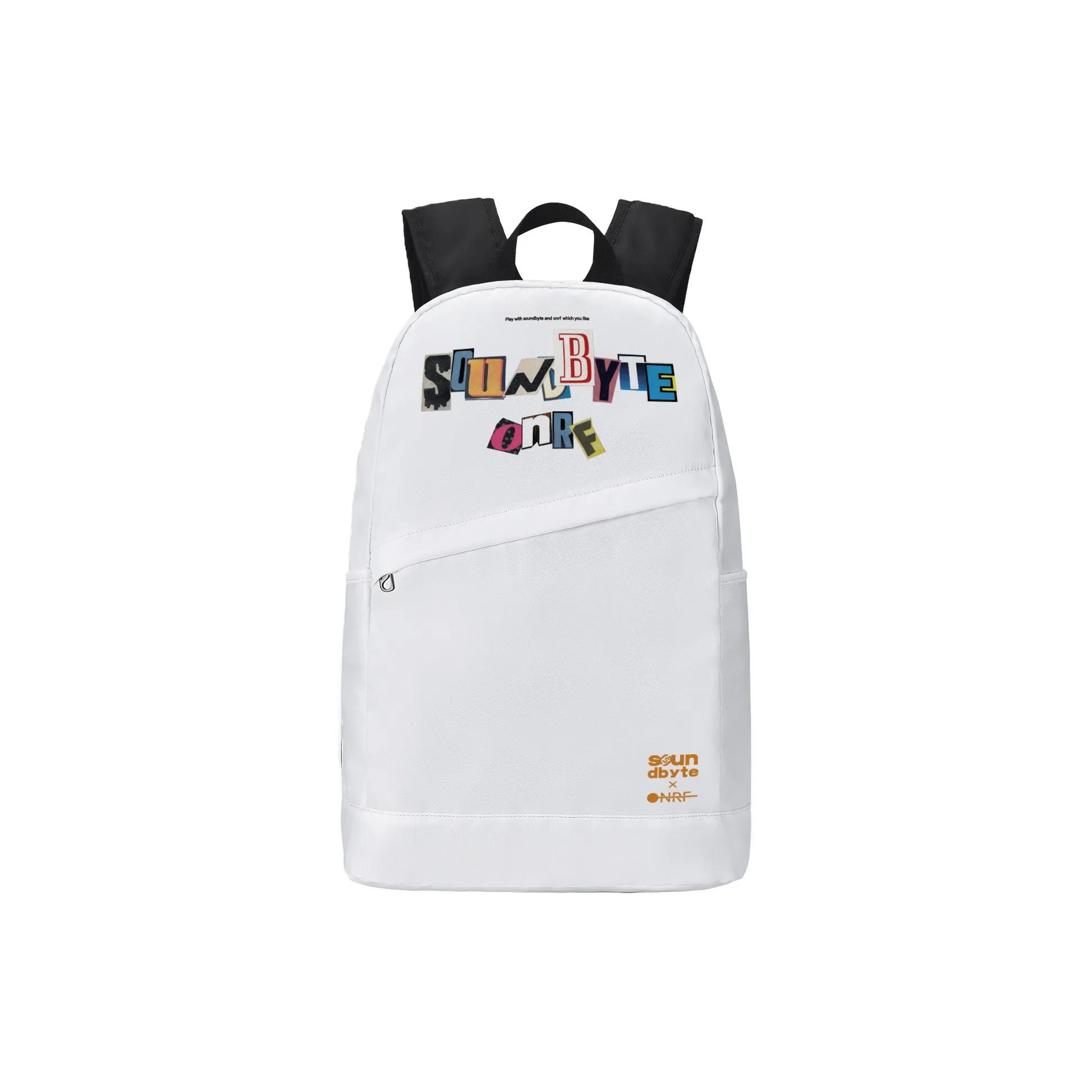 Soundbyte × ONRF Collaboration Polyester Students Backpack Laptop Bag Regular Unisex White
