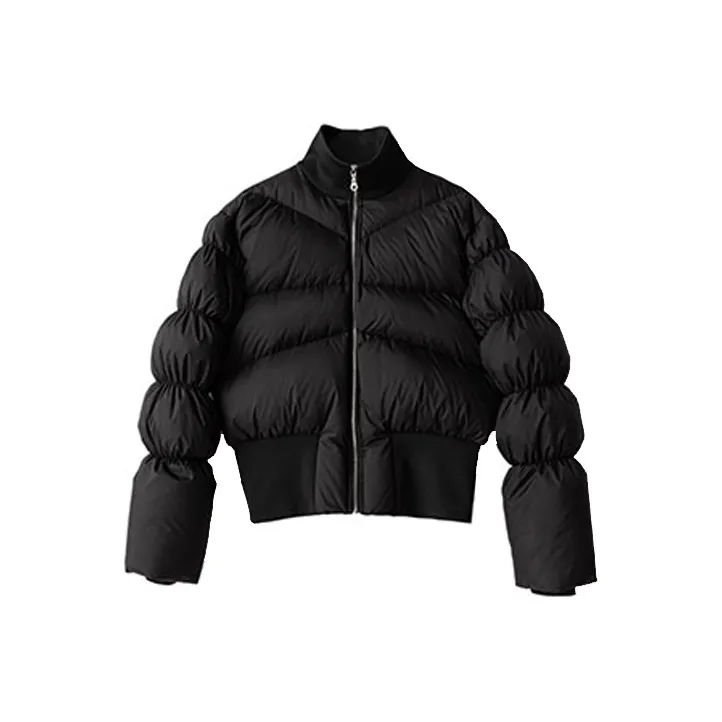 FRKM Однотонный Воротник-стойка Короткий Пуховик Унисекс Черный