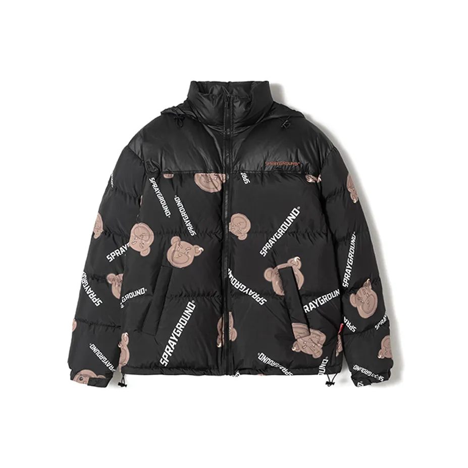 SPRAYGROUND Животный узор Воротник-стойка Свободный крой Утолщенный пуховик Унисекс