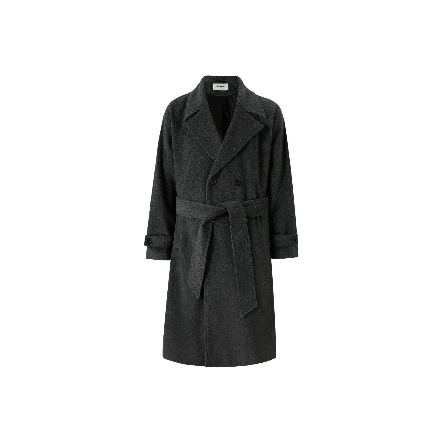 COKEIN Coat Lace Up Cinched Waist Design Men's