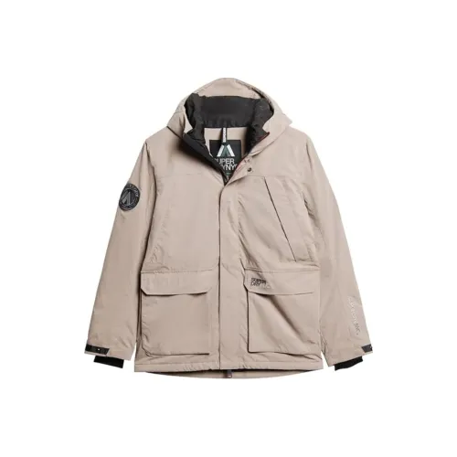 SUPERDRY Мужское пальто темно-бежевого цвета