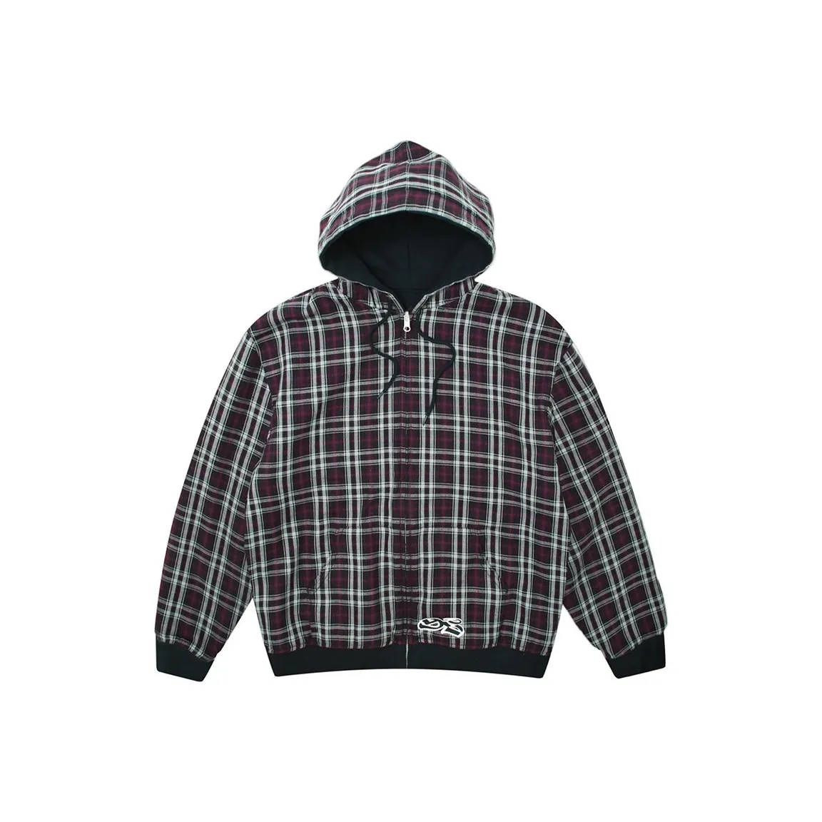 YARDSALE SS25 Reversible Flannel Hoodie Black/Purple Jacket Unisex Black/Purple
