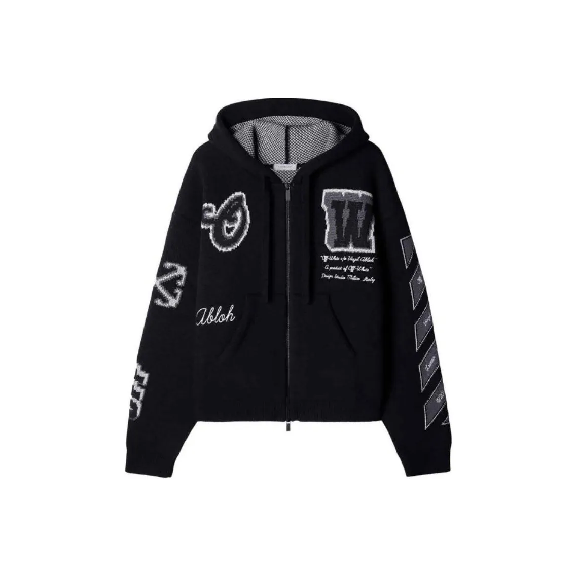 OFF-WHITE Zip-Up Drawstring Hoodie