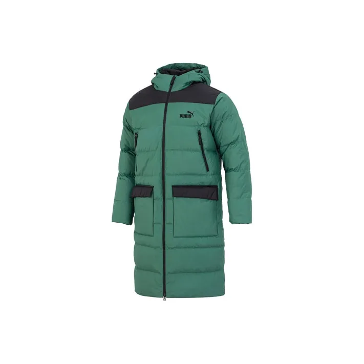 PUMA С капюшоном Облегающий Длинный рукав Пуховик Мужской Зеленый