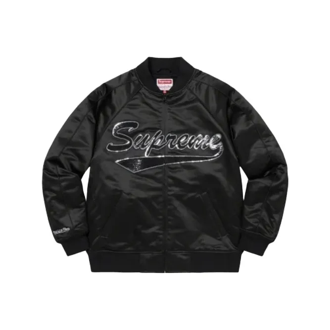 Supreme Mitchell & Ness Sequin Logo Varsity Jacket