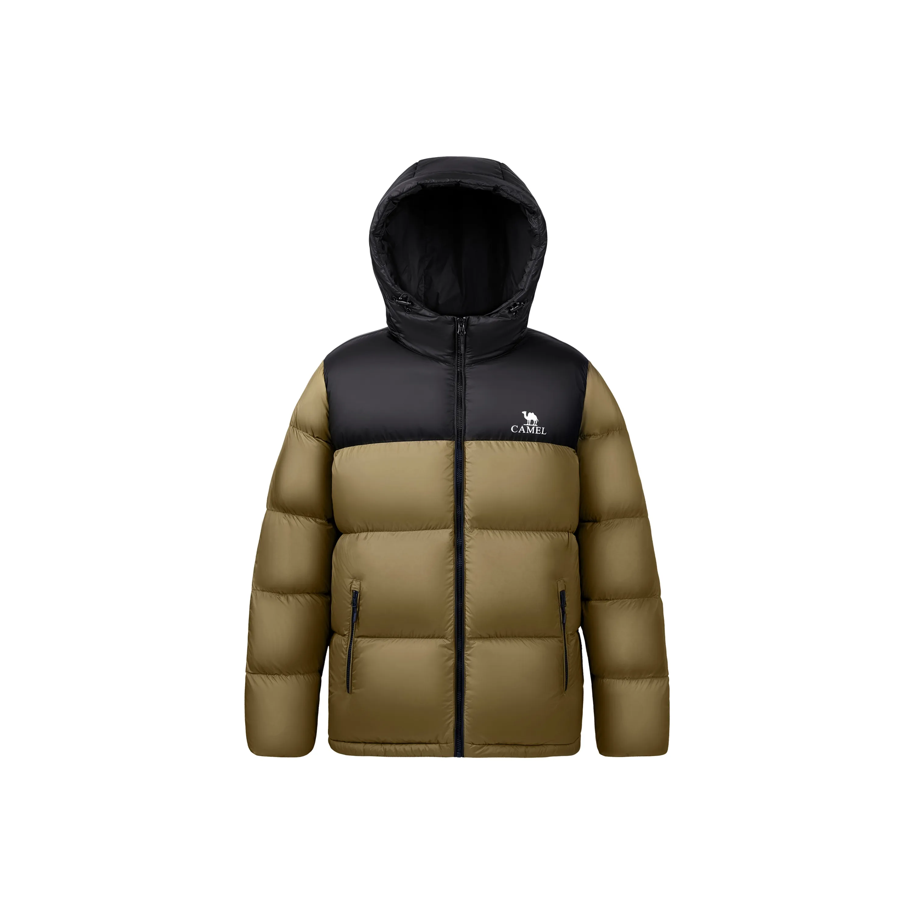 CAMEL Цветовой блок Пэчворк Термический Устойчивый к холоду Удобный Мягкий Анти-пиллинг С капюшоном Наполнитель Пух Унисекс