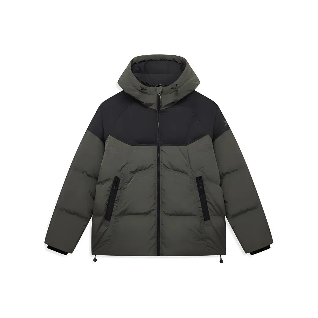 XTEP Basketball Collection Пуховик Мужской Anthraquinone Масляный Зеленый Глубокий Черный