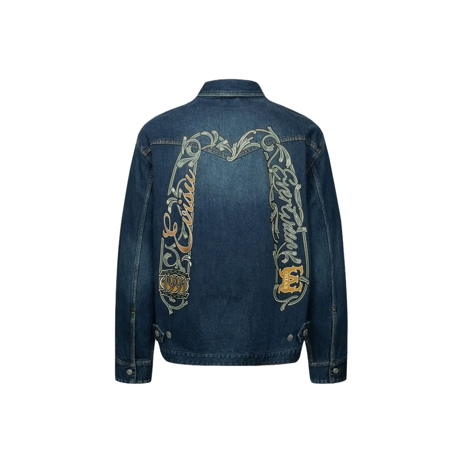 EVISU Denim Рубашка Куртка Мужская Джинсовая Синяя