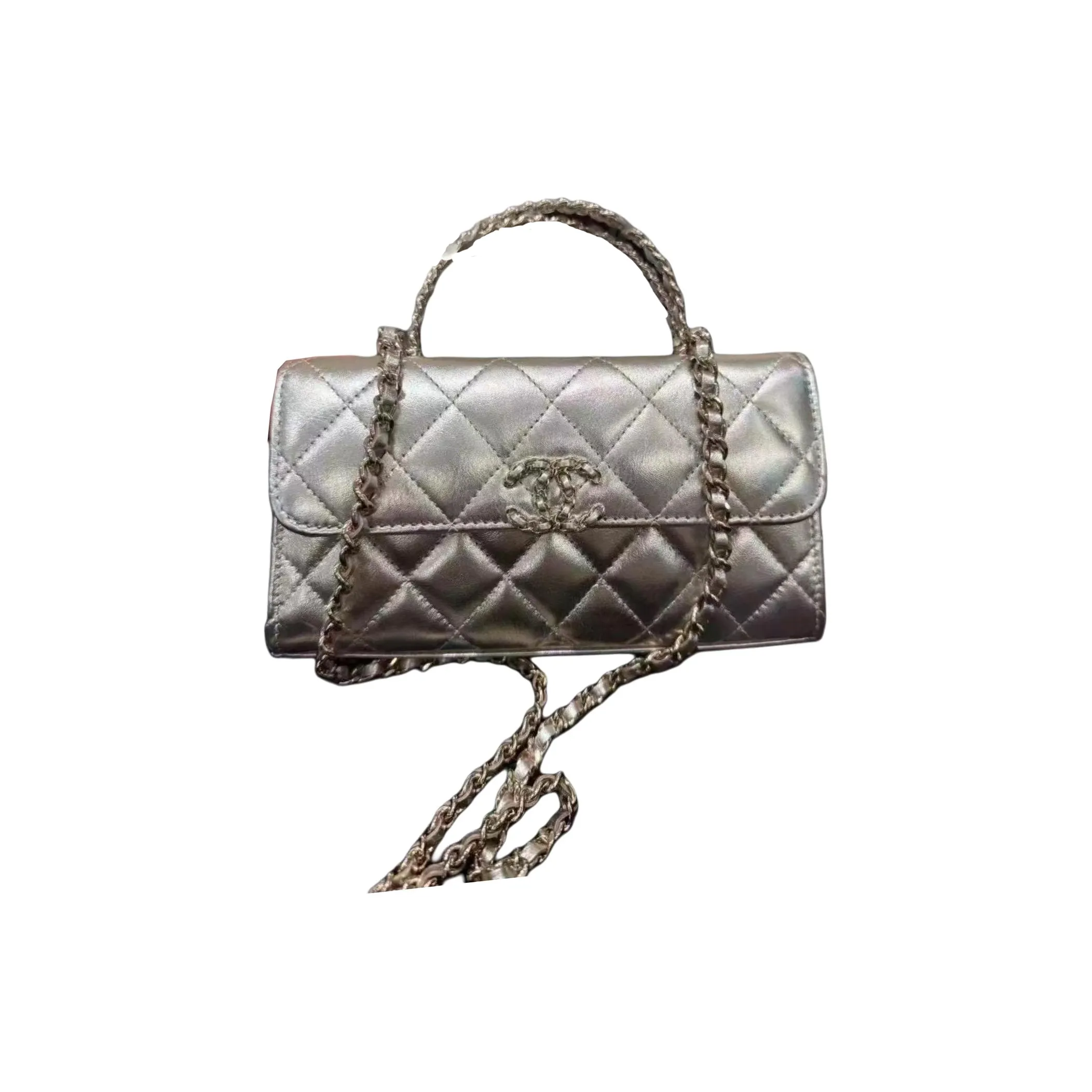 CHANEL Calfskin Shoulder Bag, Crossbody Bag, Handbag Women's Silver