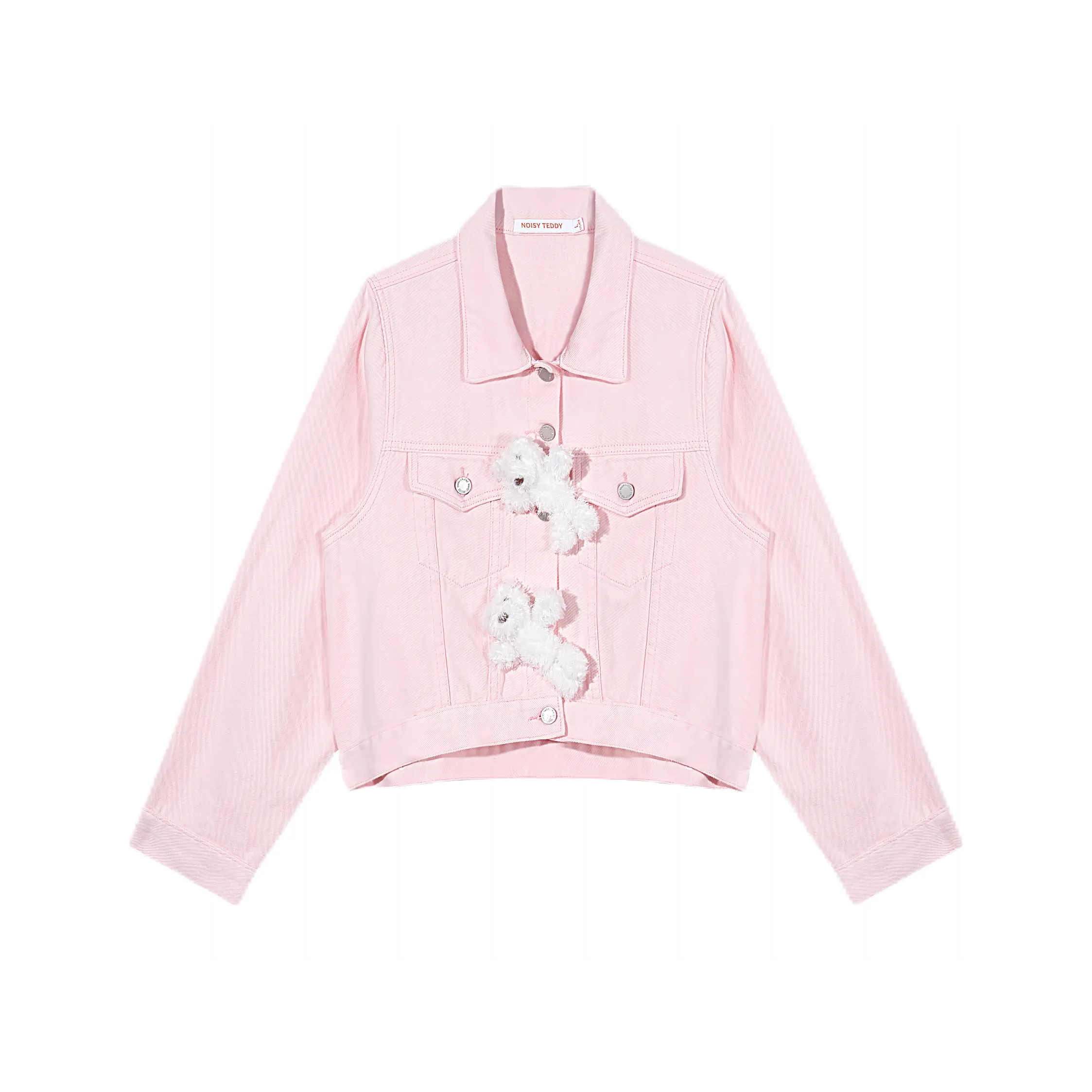 NOISY TEDDY Denim Jacket Unisex Light Pink
