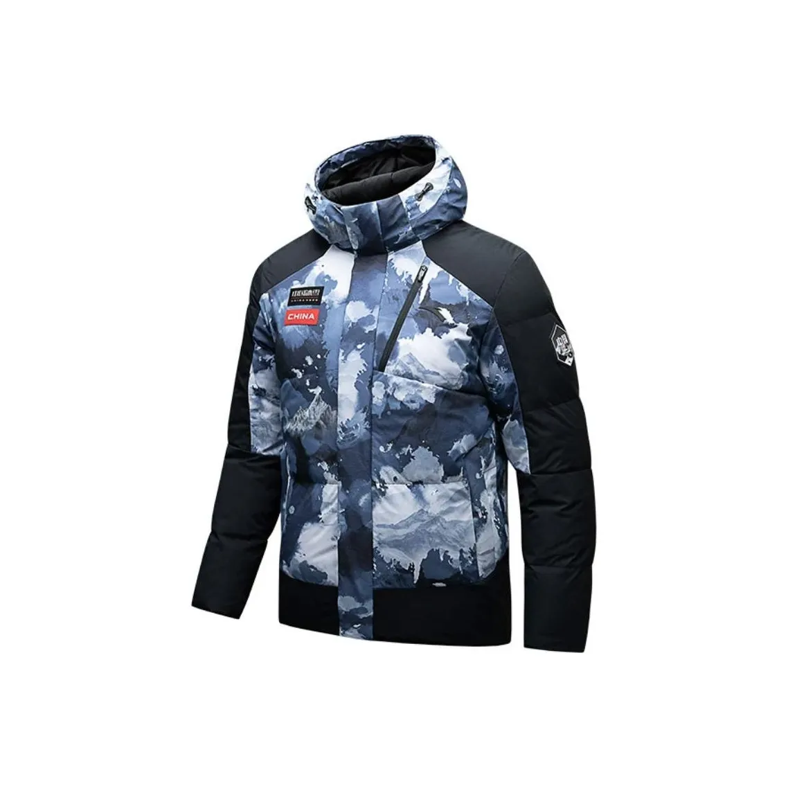 Anta Variety Training Collection Down Jacket Men's Ancient Wall Gray/Full-Print/Basic Black