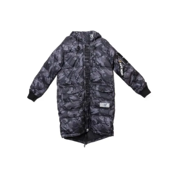 Aape FW22 Хлопковый пуховик Унисекс Черный Камуфляж Серый