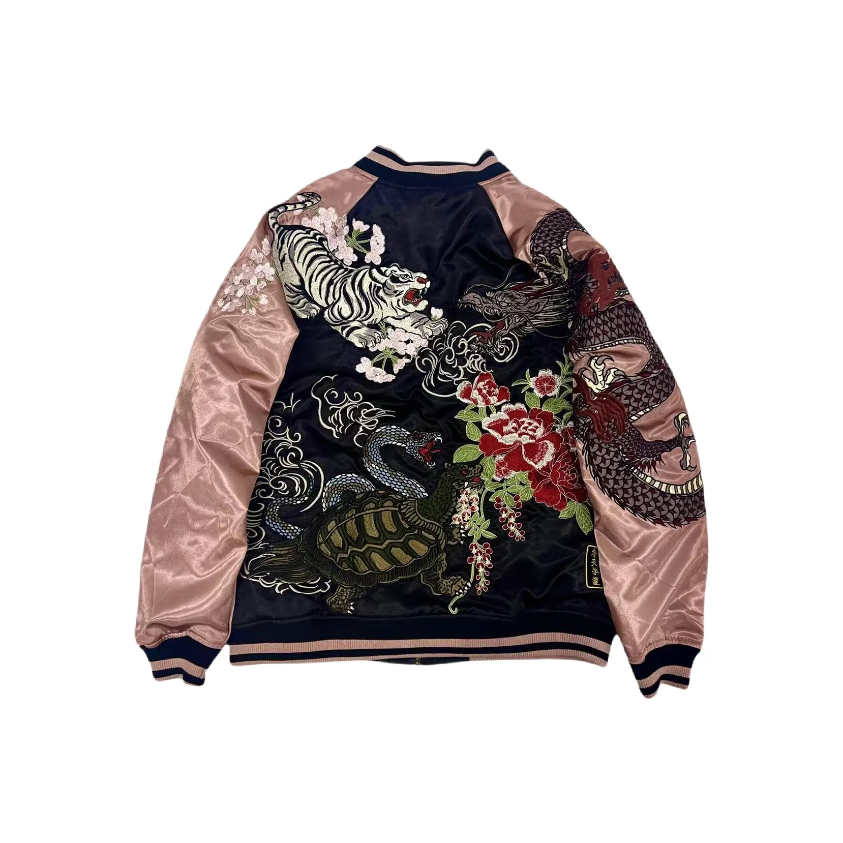 Бейсбольная куртка унисекс розовый черный золотой