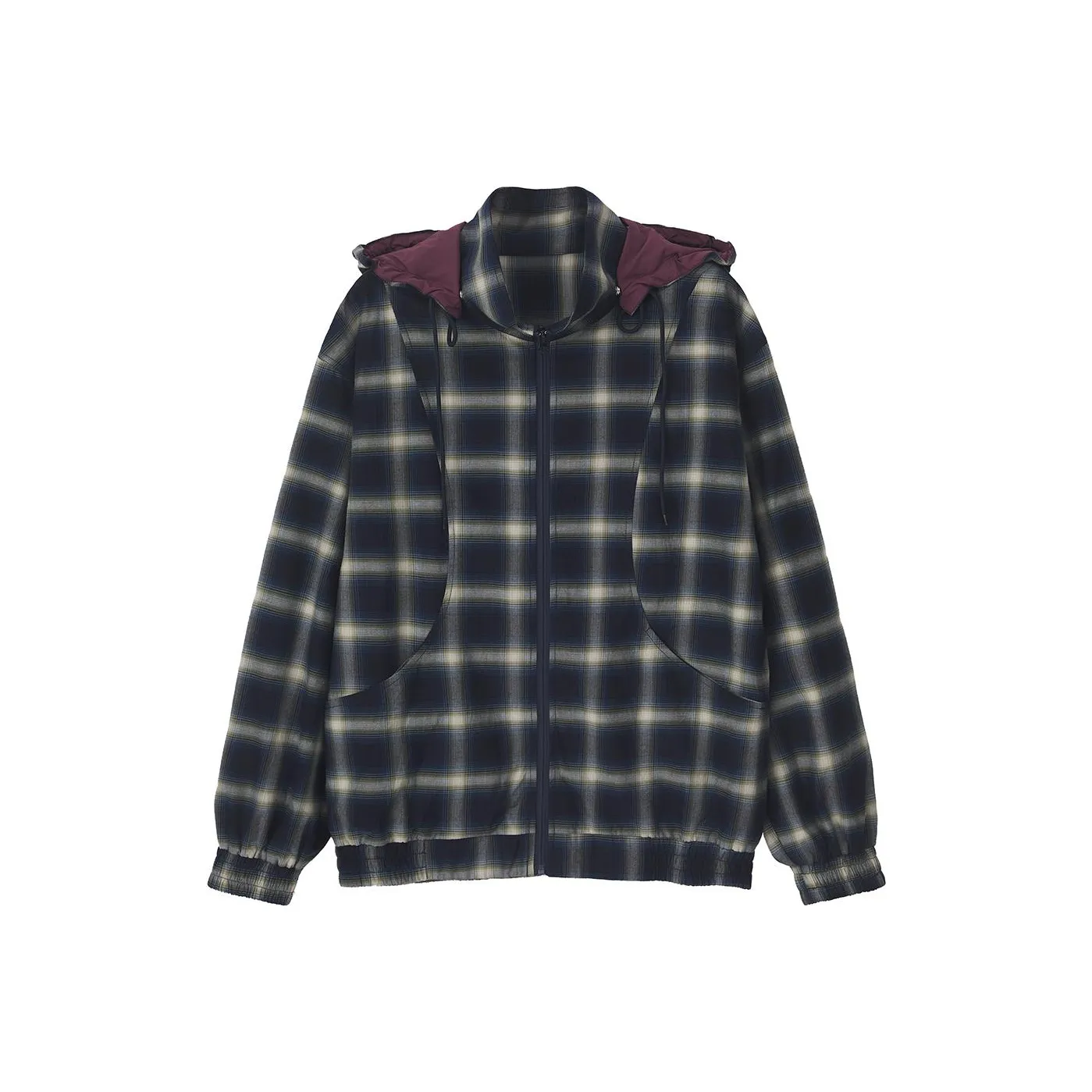 YOSHIYOYI Куртки Пальто Унисекс Синий Серый Клетка
