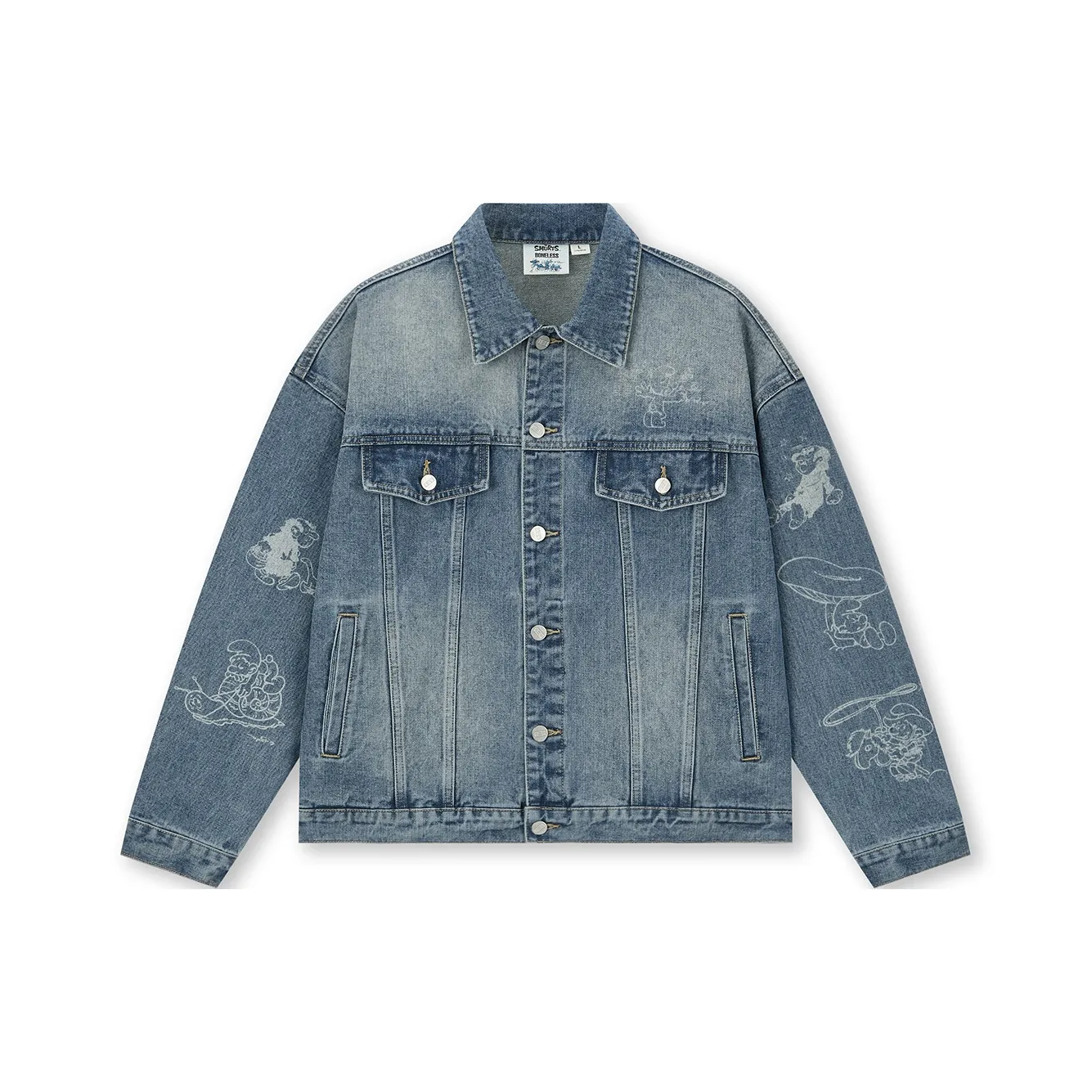 BONELESS Cut Denim Jacket Unisex Blue