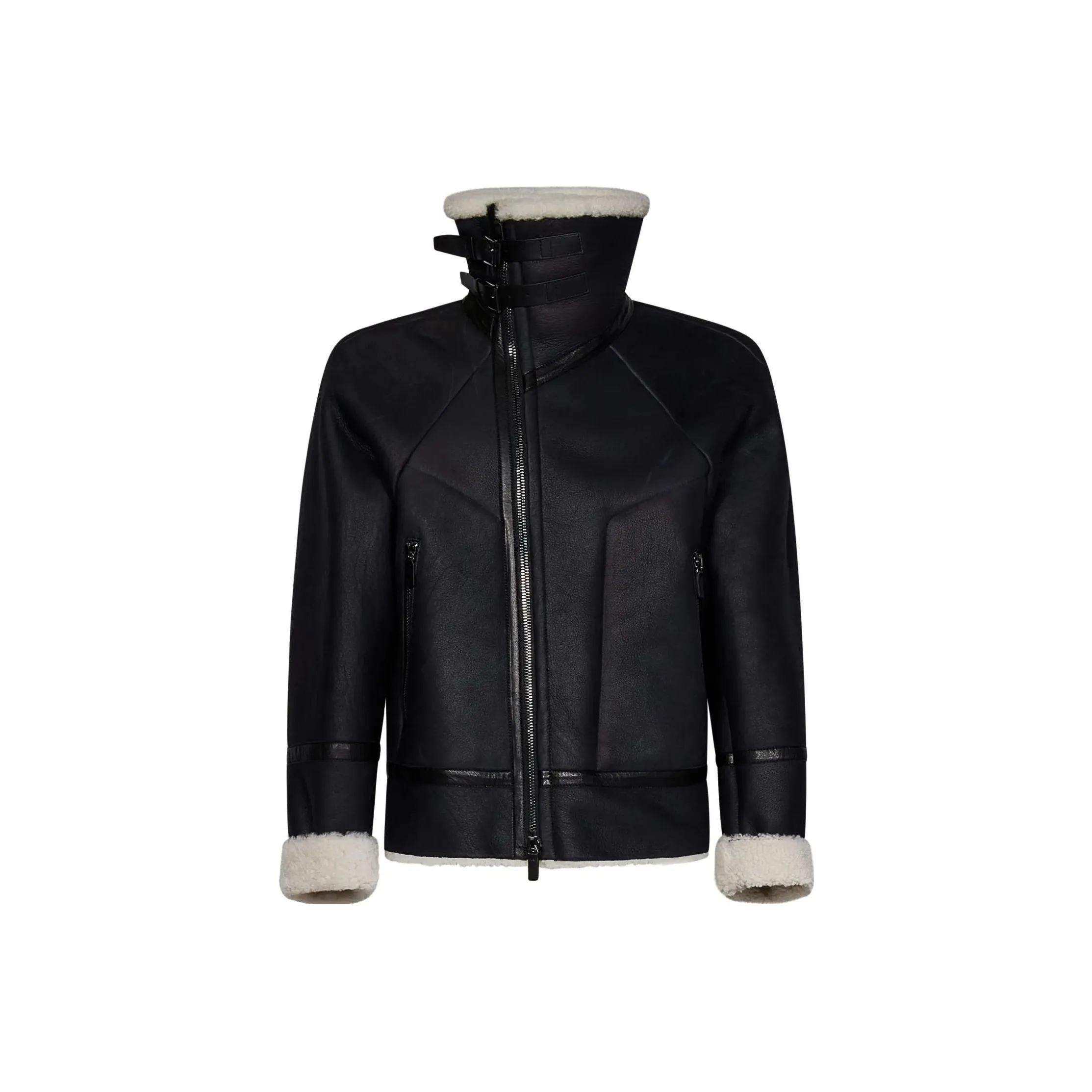 EMPORIO ARMANI Zip-Up Faux-Leather Trim Jacket