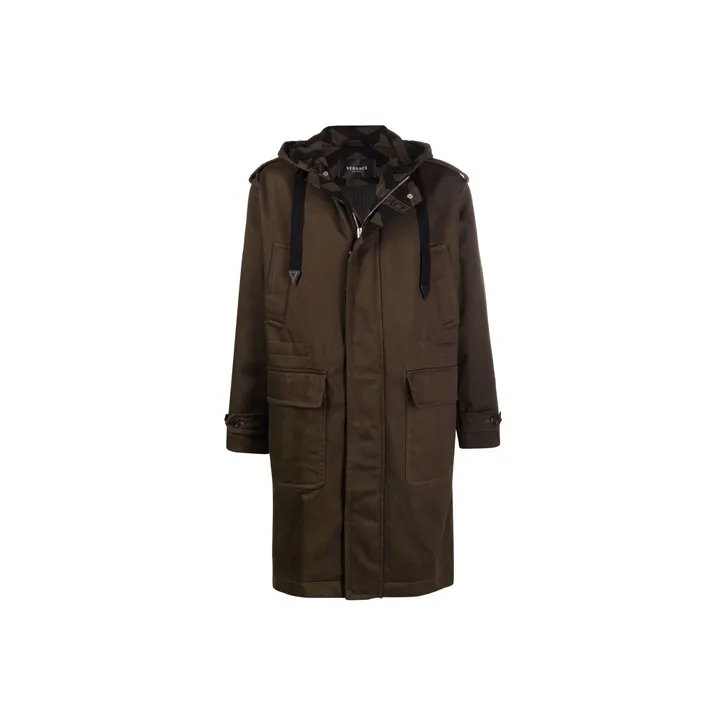 VERSACE Coats Men's Brown