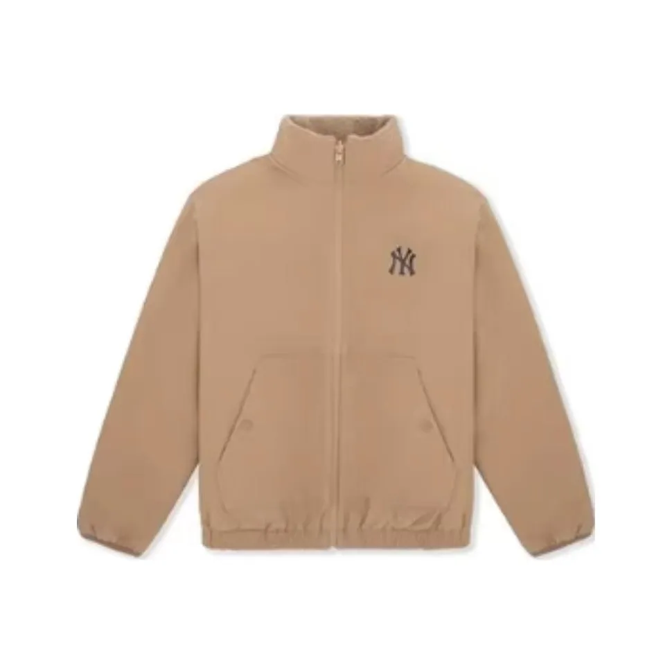 Mlb Base Logo Нью-Йорк Янкис Бархат Feel Куртка Унисекс Абрикос