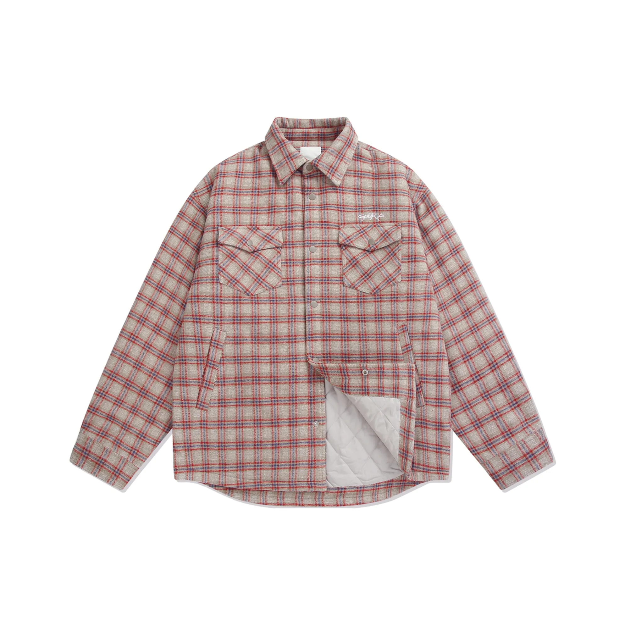 Guuka Хлопковый пуховик Мужской Красный Клетка