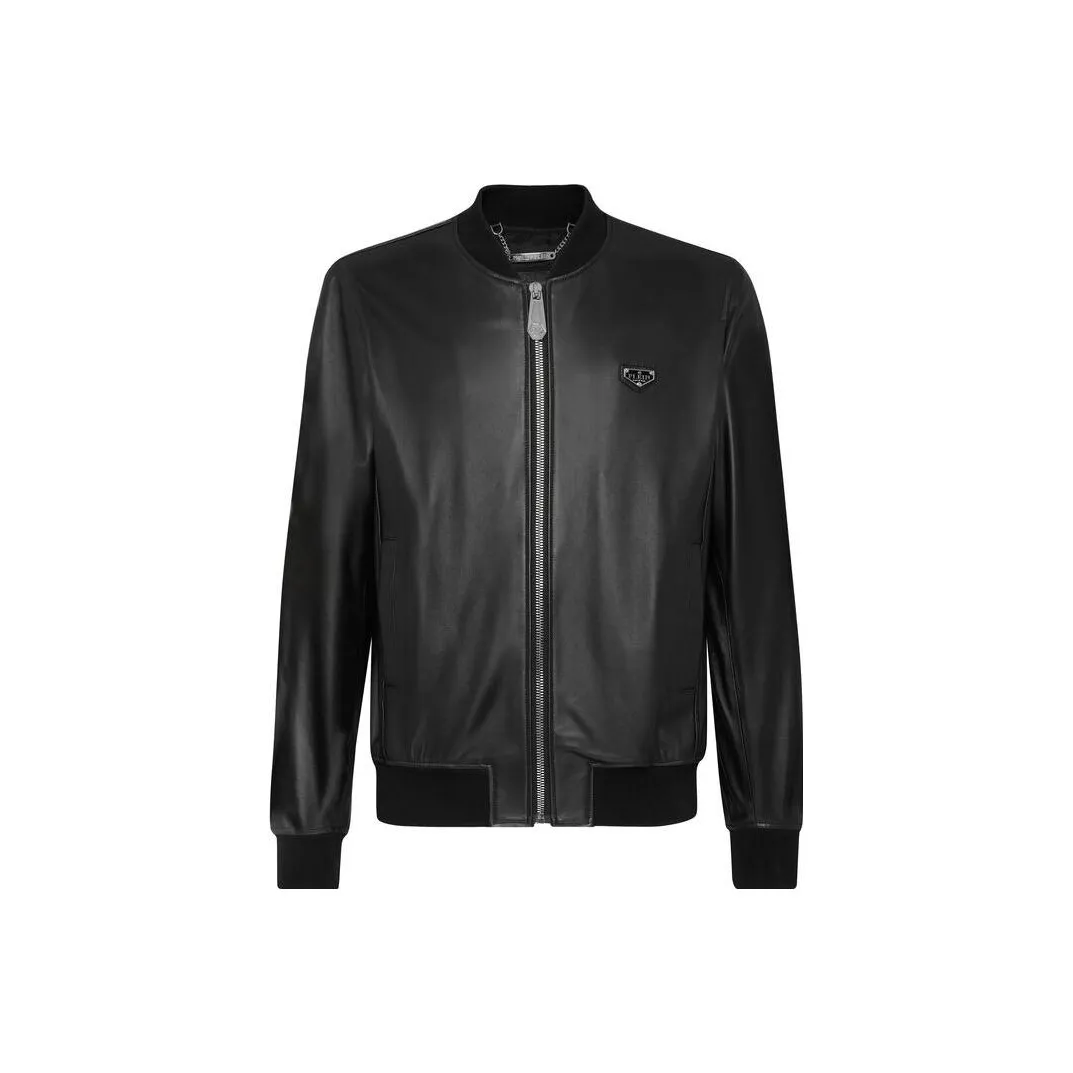 PHILIPP PLEIN Leather Bomber Jacket
