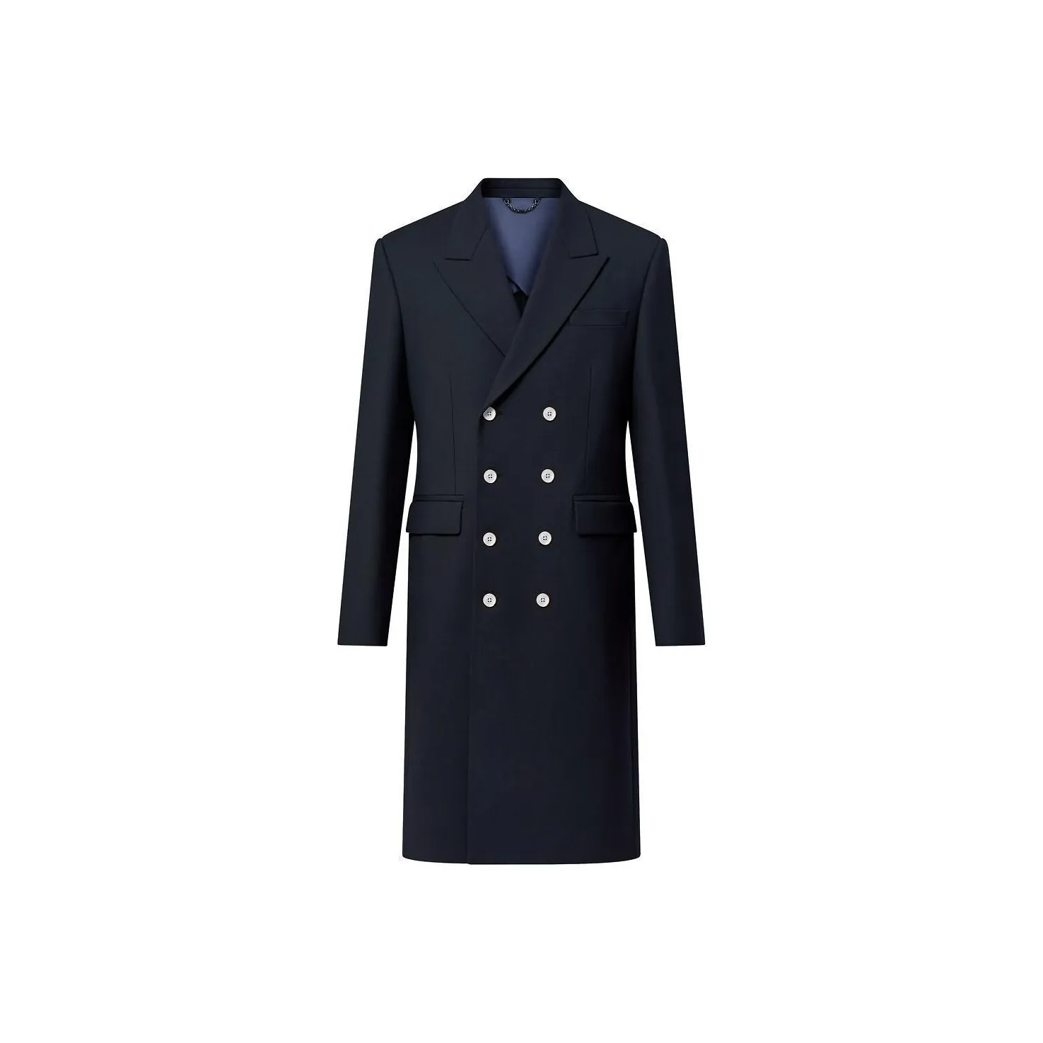LOUIS VUITTON Double Breasted Tailored Wool Blend Coat
