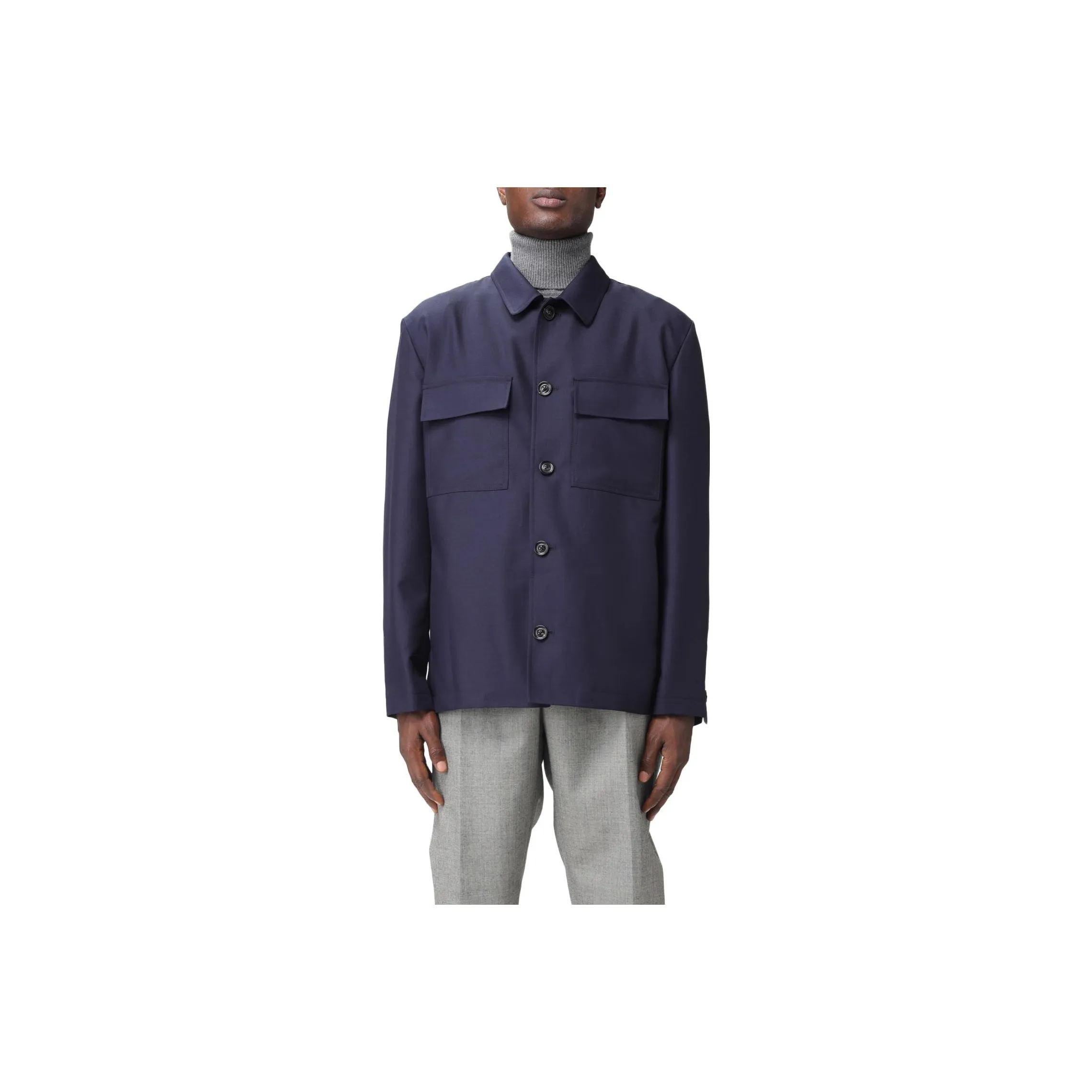 LARDINI Long Sleeved Buttoned Shirt Jacket