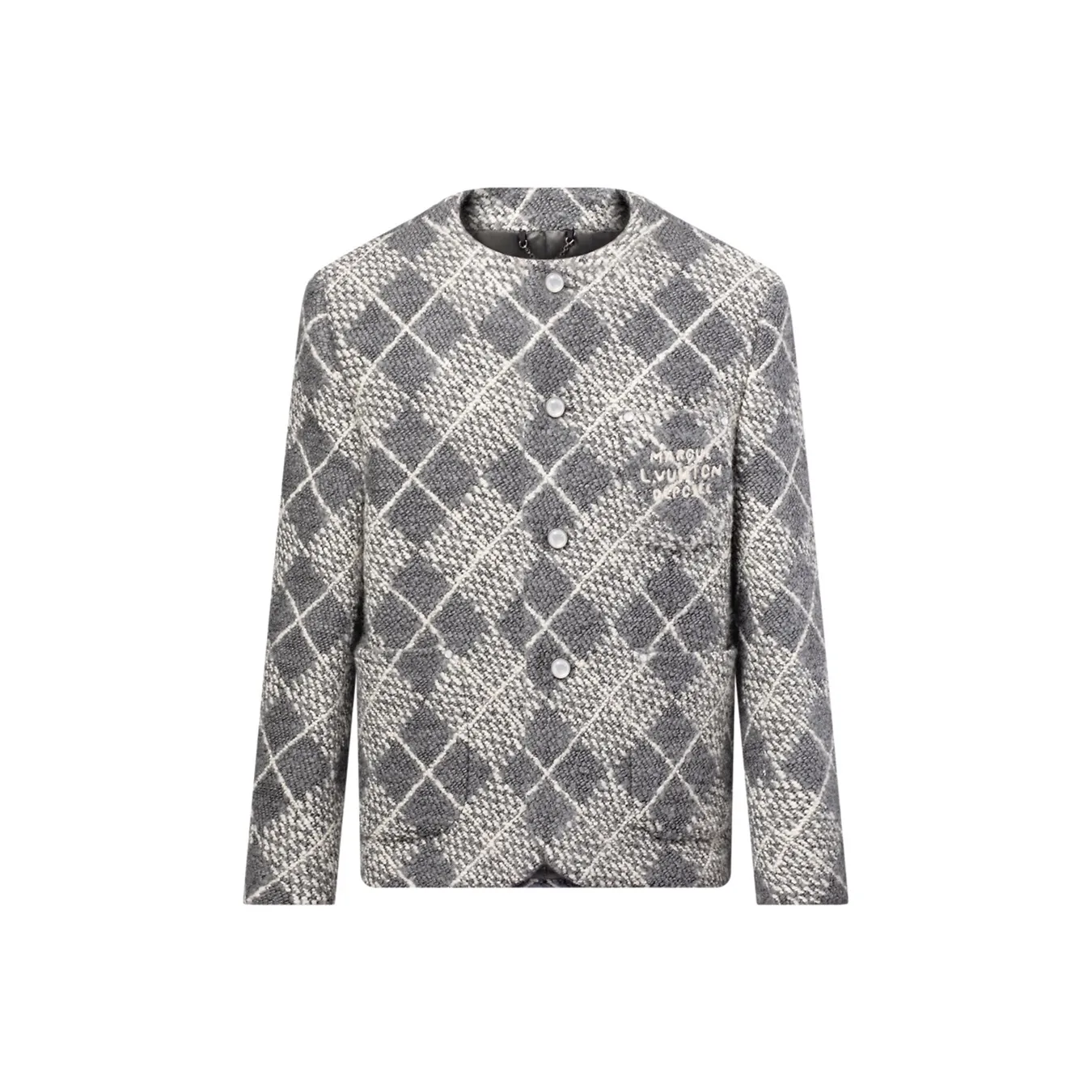 Lv Chic Collarless Wool Jacket