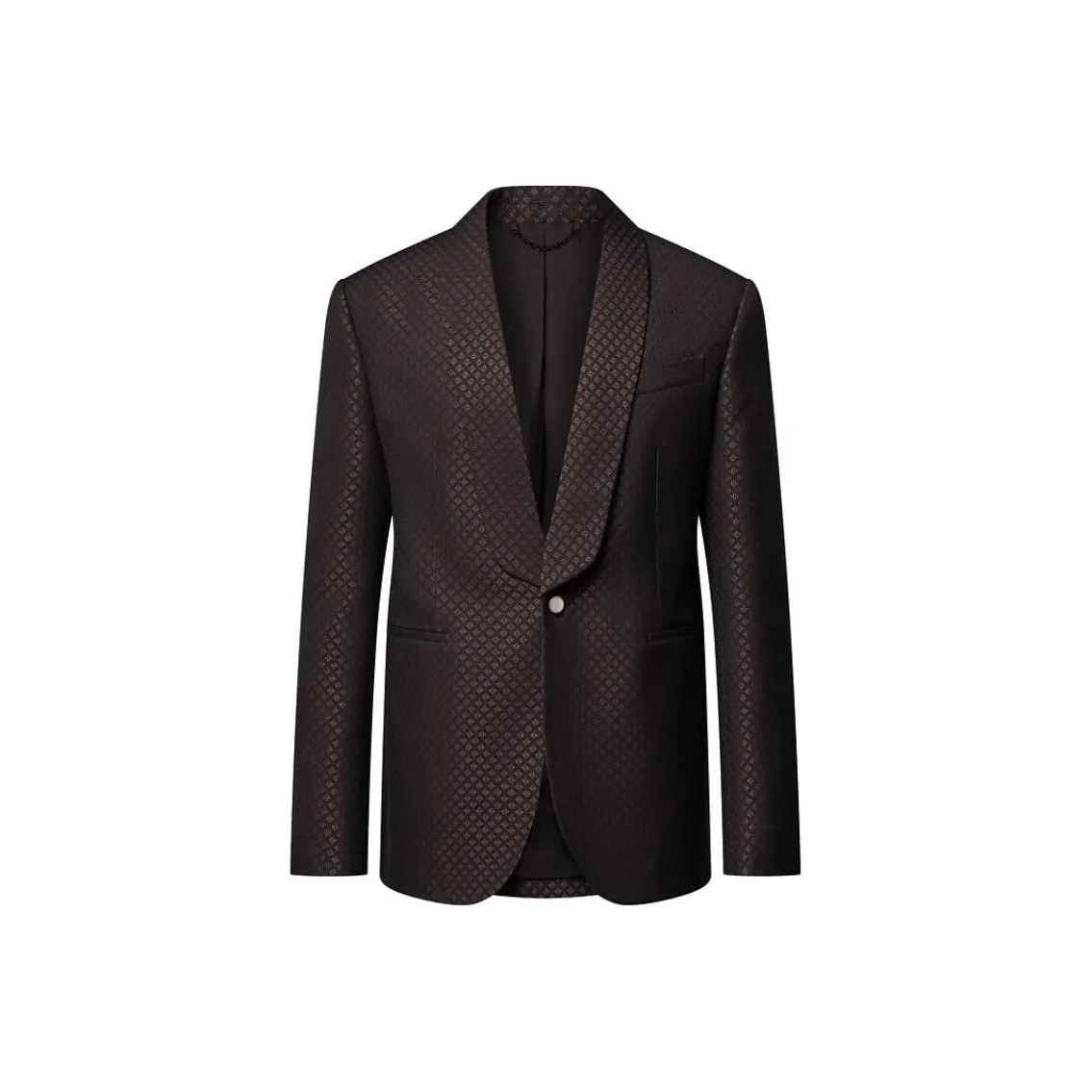 LOUIS VUITTON Wool Silk Blend Monogram Single Breasted Tuxedo Jacket