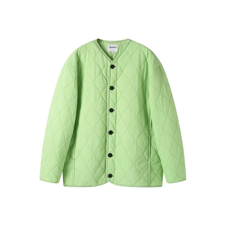 YOSHIYOYI Хлопковый пуховик унисекс неоновый зеленый