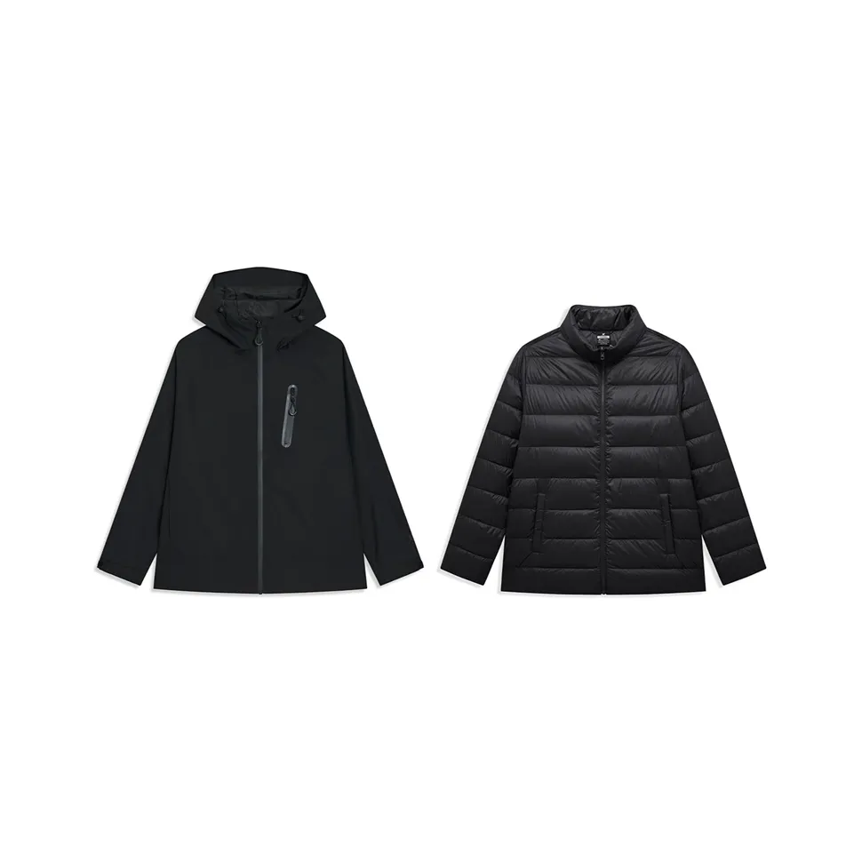 XTEP Wing Water Resistant Windproof Breathable Lightweight Windbreaker Jacket Unisex Jet Black