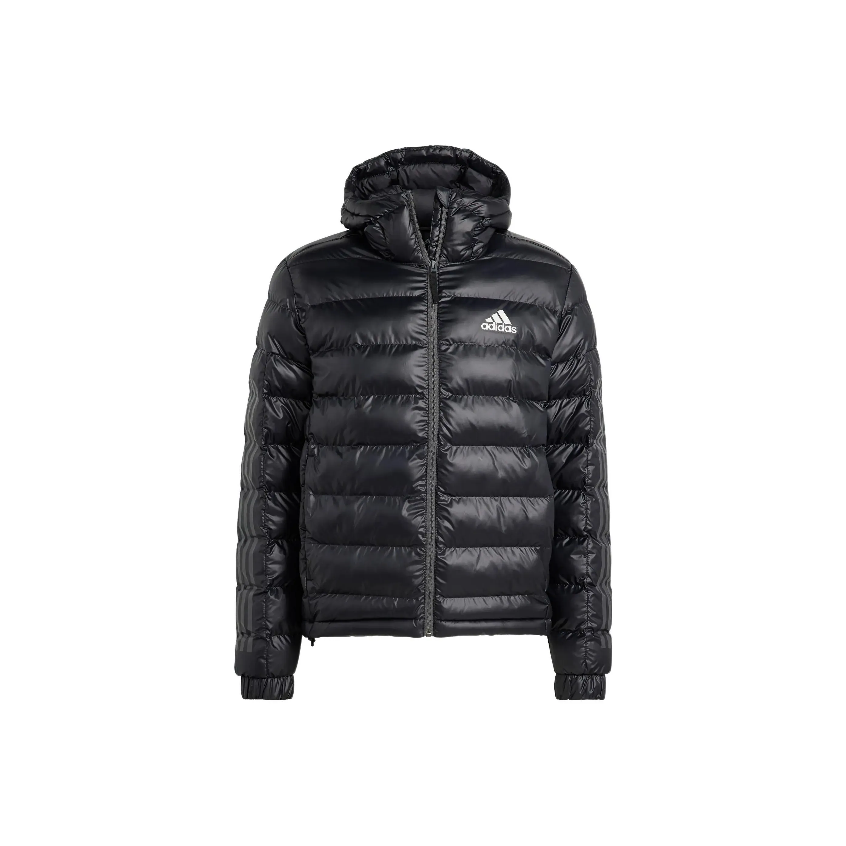 adidas Men's Logo Zip Up Long Sleeve Puffer Jacket Black