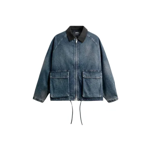 ZARA Синий Мужские джинсовые куртки