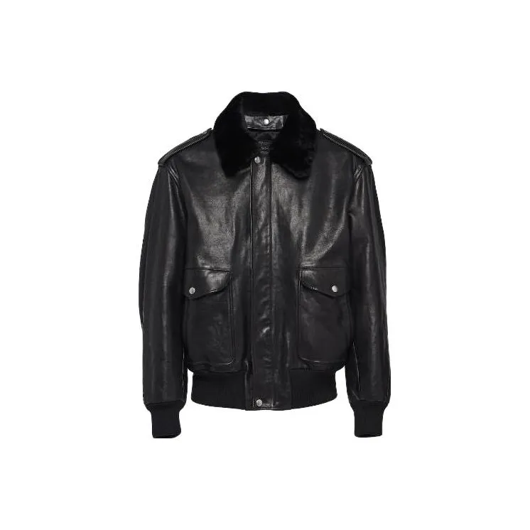PRADA Removable Collar Leather Jacket