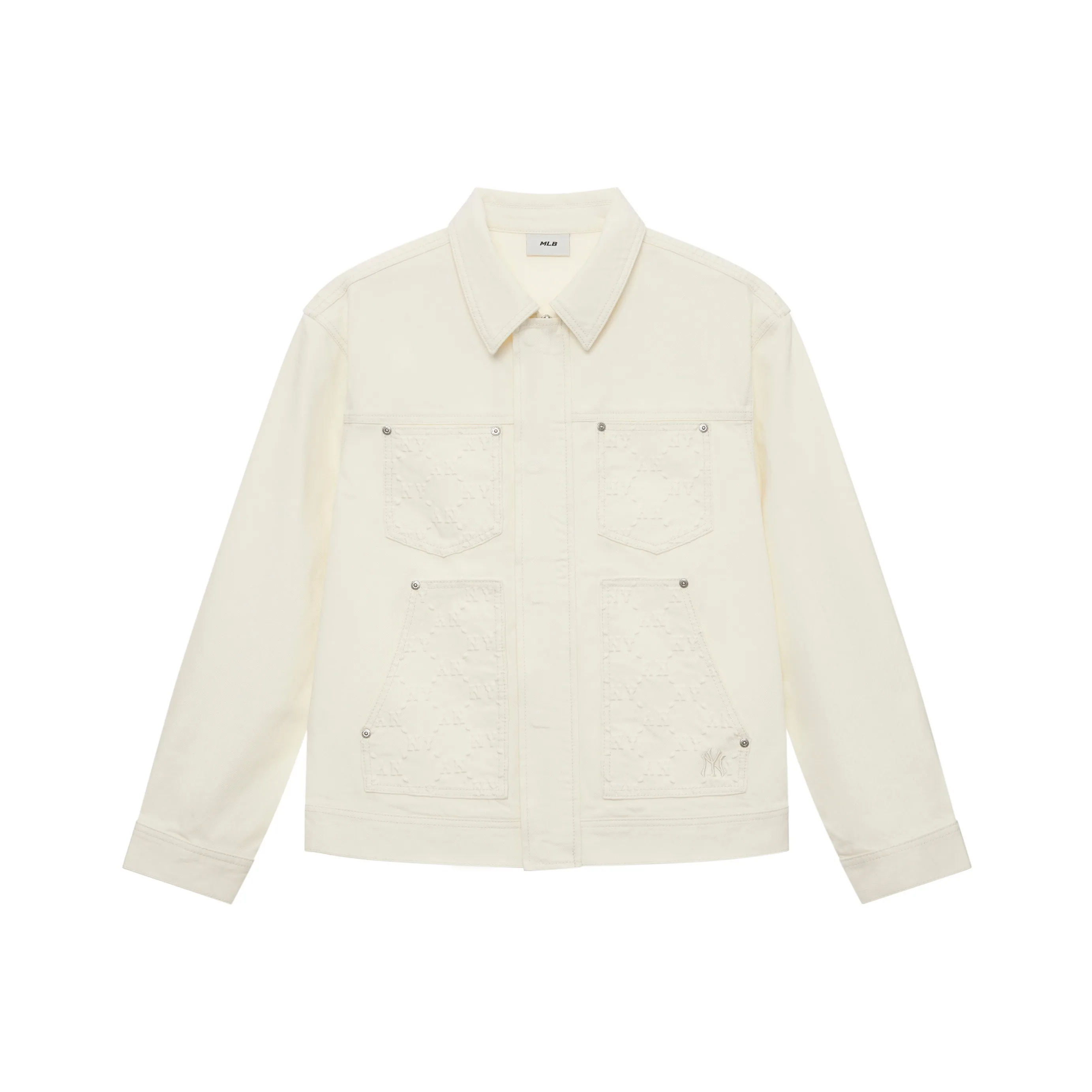 MLB MONOGRAM Collection New York Yankees SS25 Denim Jacket Unisex Dark Cream